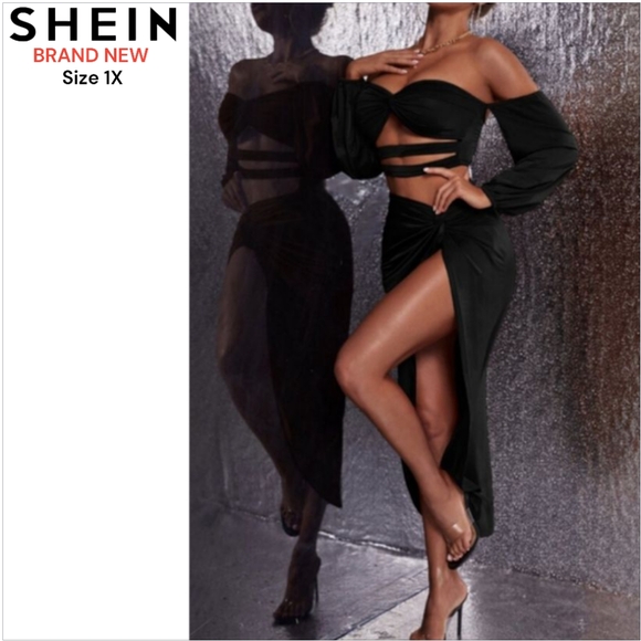 Shein SXY Crop Top & Split Thigh Skirt BRAND NEW WITHOUT TAGS - Picture 1 of 11